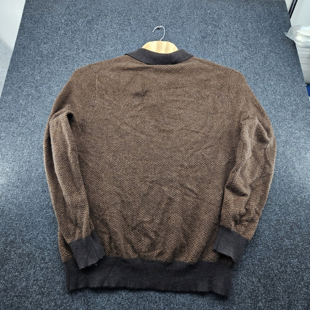 J. CREW 100% Cashmere Herringbone Jacquard Collared Sweater Sz Xl - Picture 12 of 14